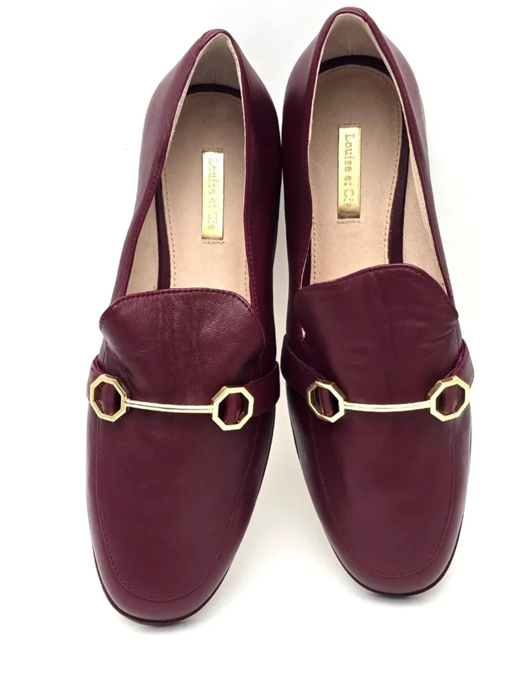 Louise et Cie Bayne Burgundy Leather Slip on Horse Bit Loafers Women's Size 8.5W